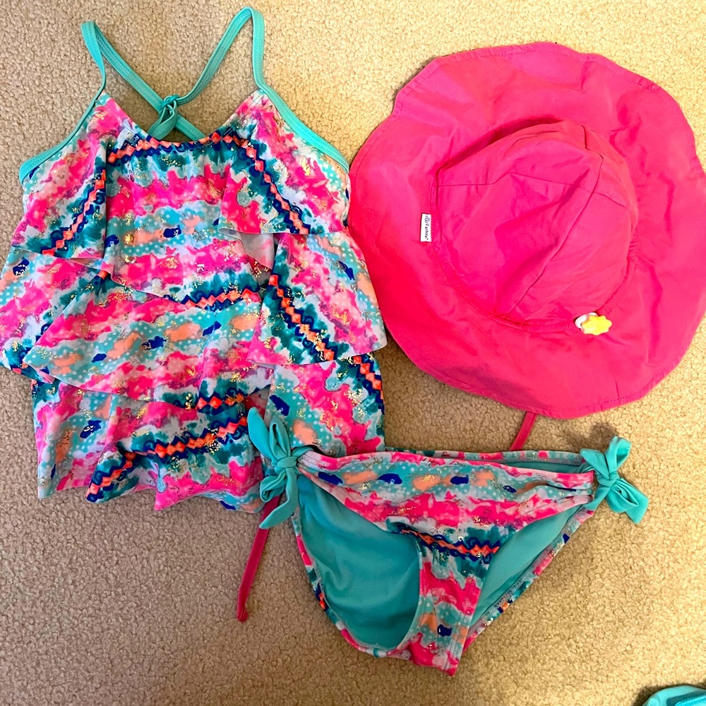 Girls size 6 Justice tankini and bottoms